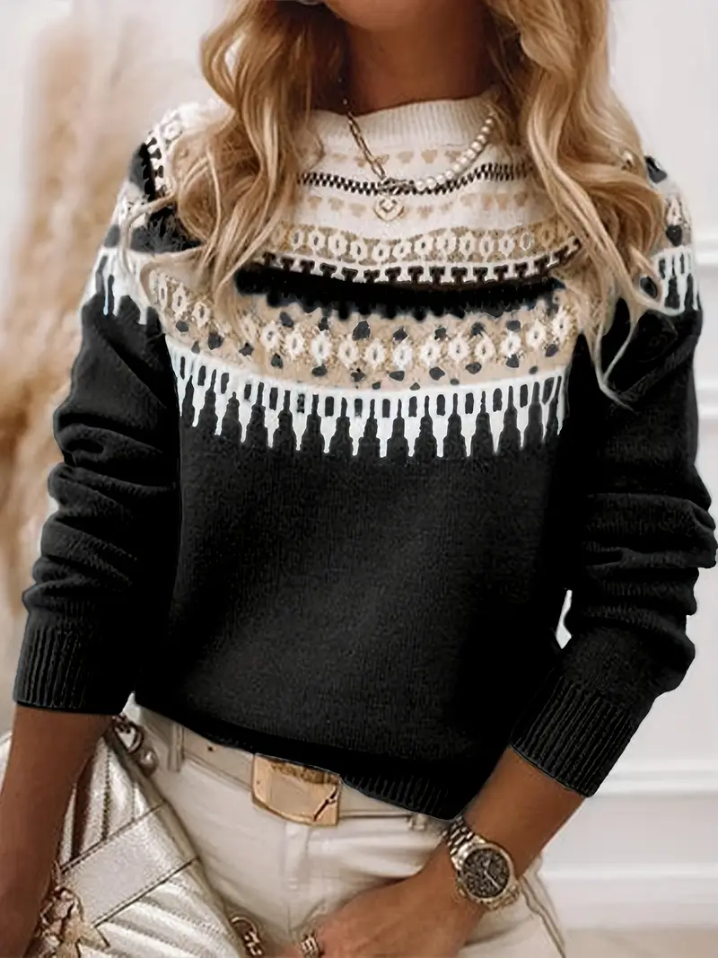 Abstract Casual Printing Sweater
