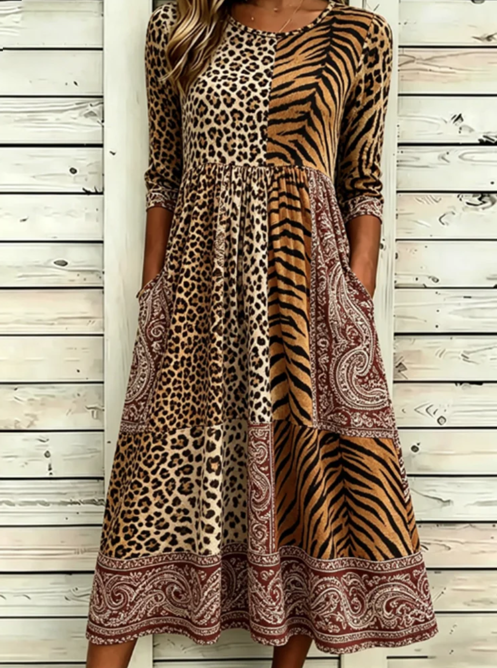 Loose Leopard Others Elegant Dress With No