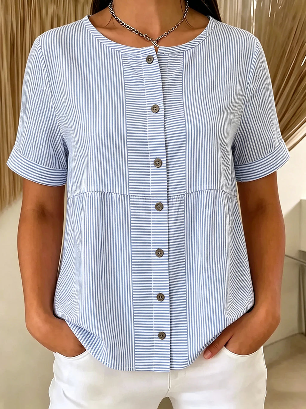 Crew Neck Striped Vintage Shirt