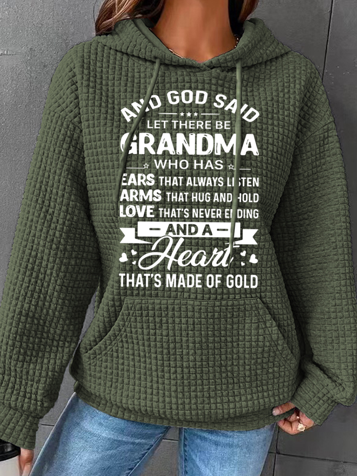 Women’s God Said Let There Be Grandma Who Has Ears That Always Listen Casual Hoodie Loose Hoodie
