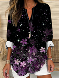 Floral Elegant Shawl Collar Blouse