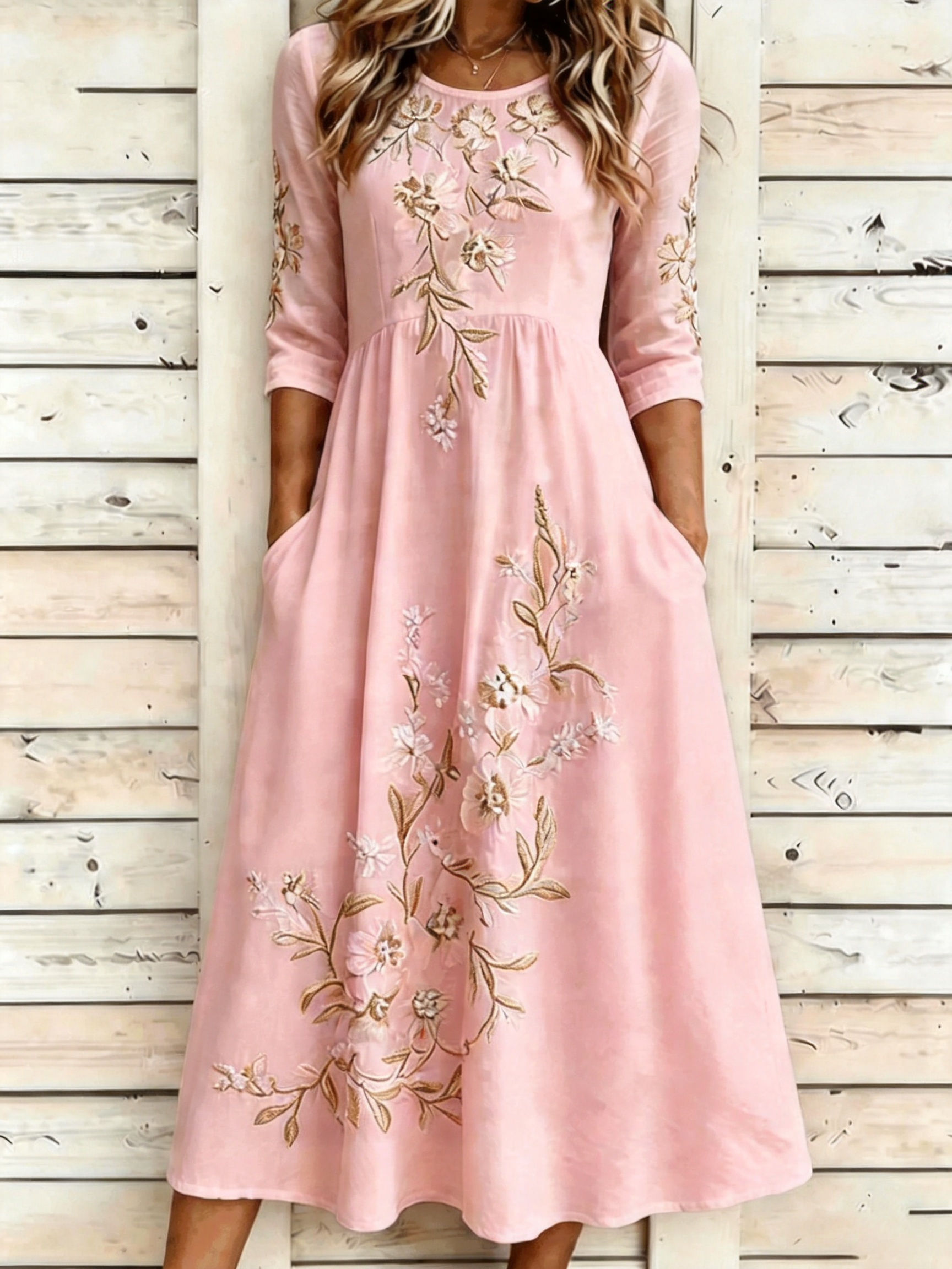 White Floral Print A-Line Maxi Dress with Flattering Short Sleeves