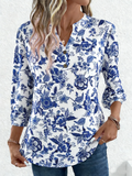 Floral Elegant Loose Cotton T-Shirt