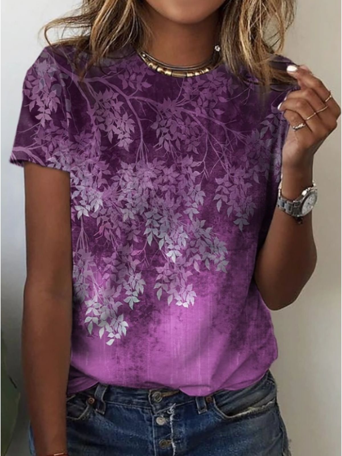 Crew Neck Casual Cotton T-Shirt