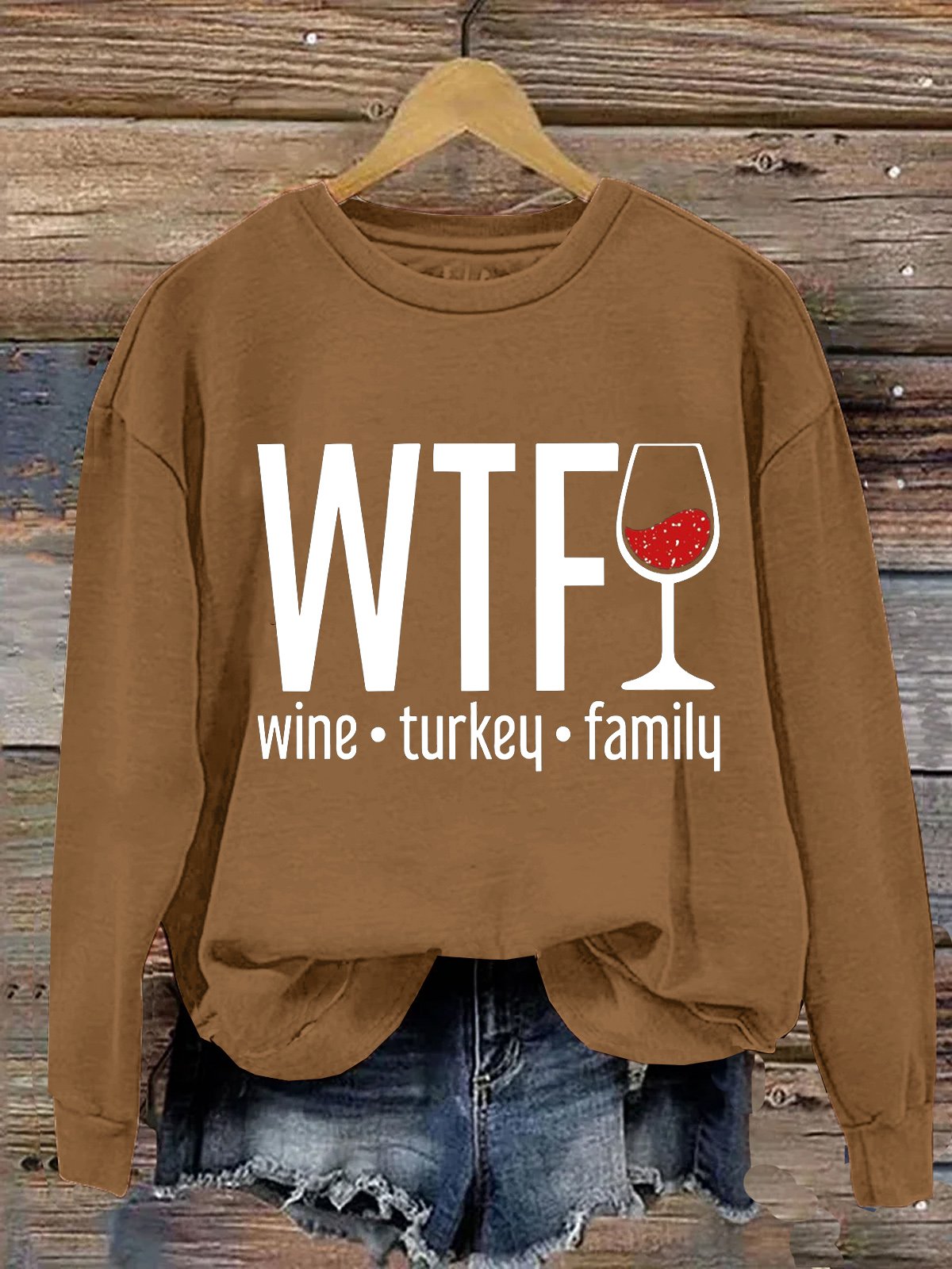 WTF Wine Turkey Family Thanksgiving Day Sweatshirt