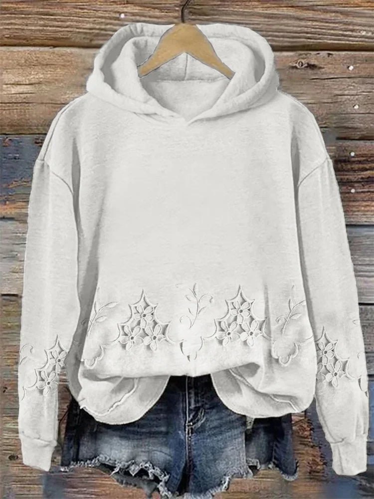 Women's Floral Print Casual Long Sleeve Hoodie