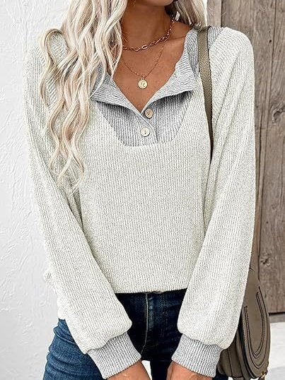 Split Joint Loose Simple Color Block Sweatshirt