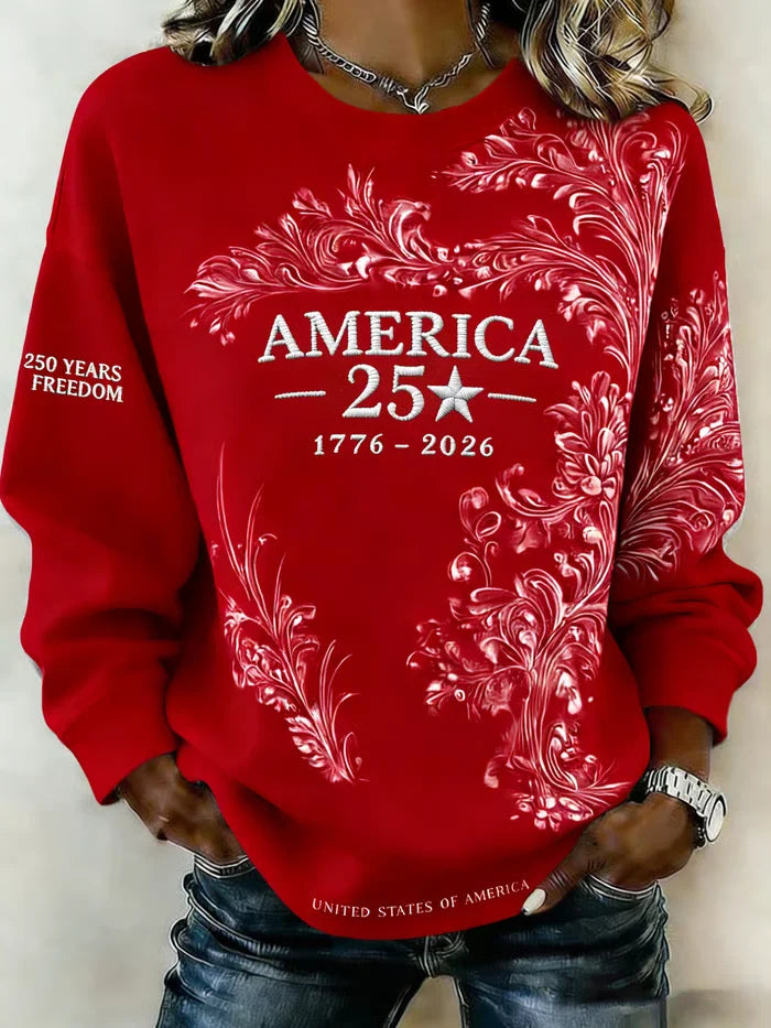 America 250th Letter Graphic 3D Print Sweatshirt