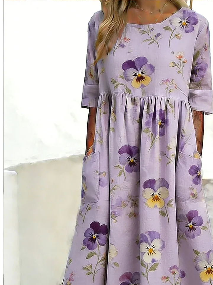 Elegant Loose Crew Neck Dress With No