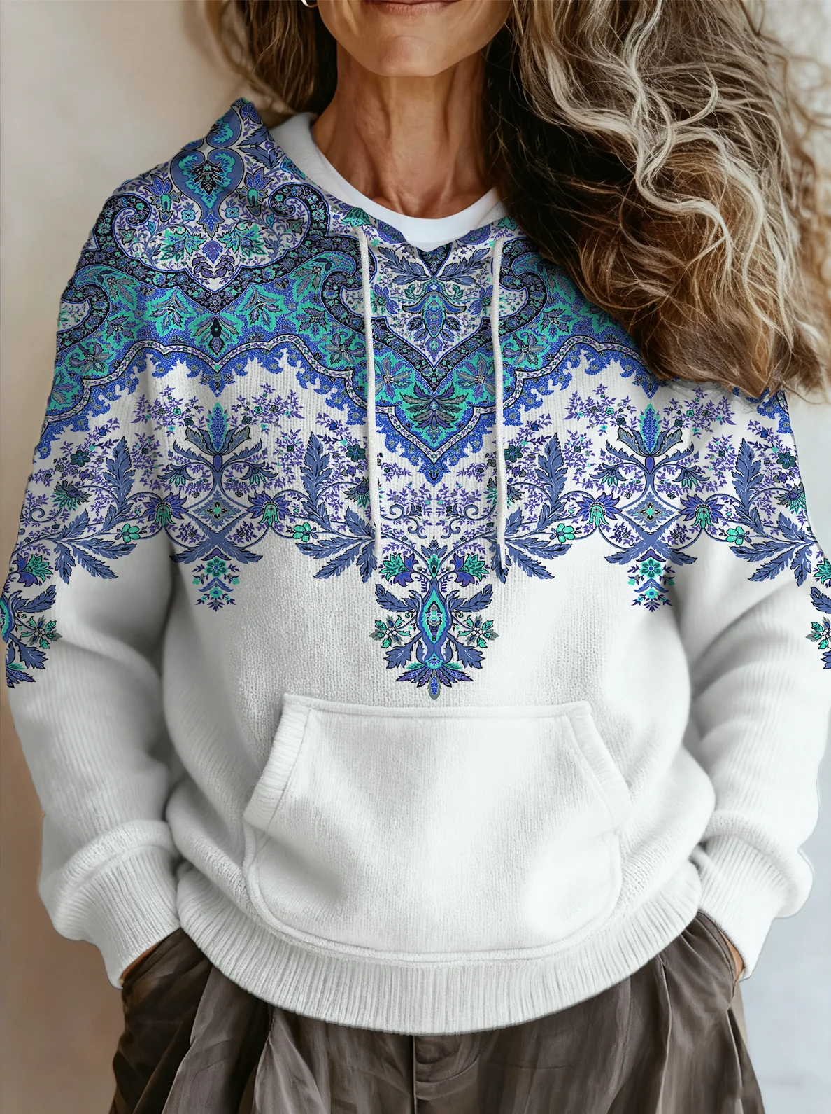 Ethnic Loose Ethnic Hoodie Sweater