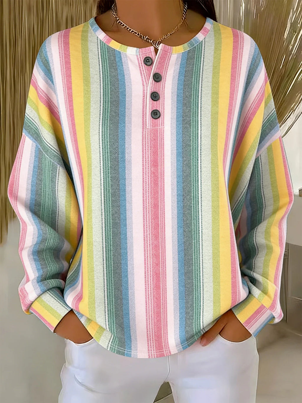 Others Casual Striped Sweatshirt