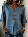 Women's Half Sleeve Blouse Summer Blue Striped Printing V Neck Daily Going Out Vintage Top