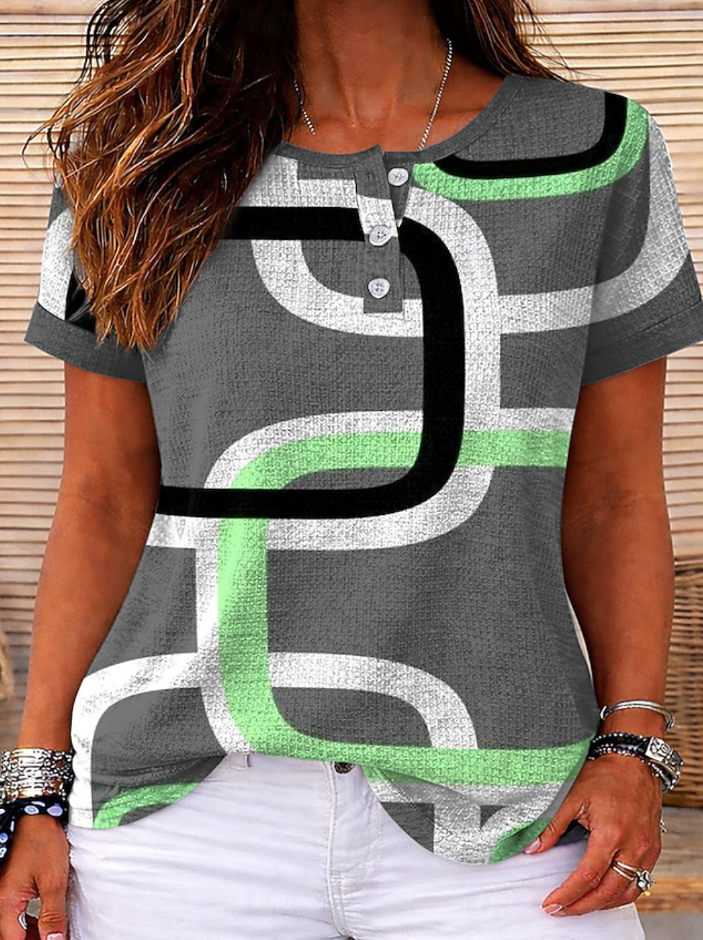 Casual Loose Others Striped T-Shirt