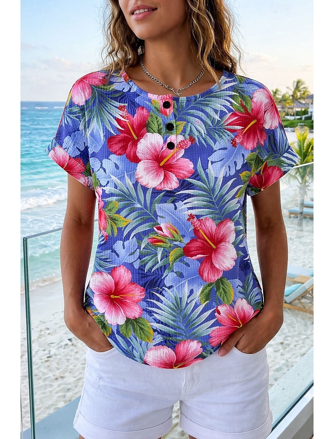 Floral Others Loose Casual T-Shirt
