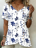 V Neck Vintage Floral Shirt