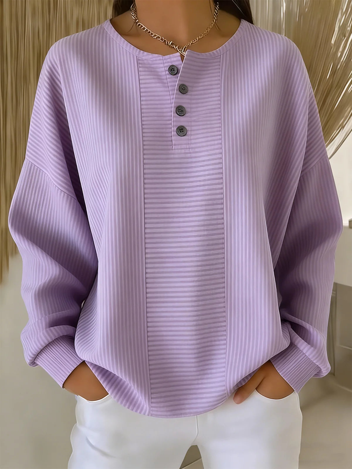 Casual Loose Striped Sweatshirt