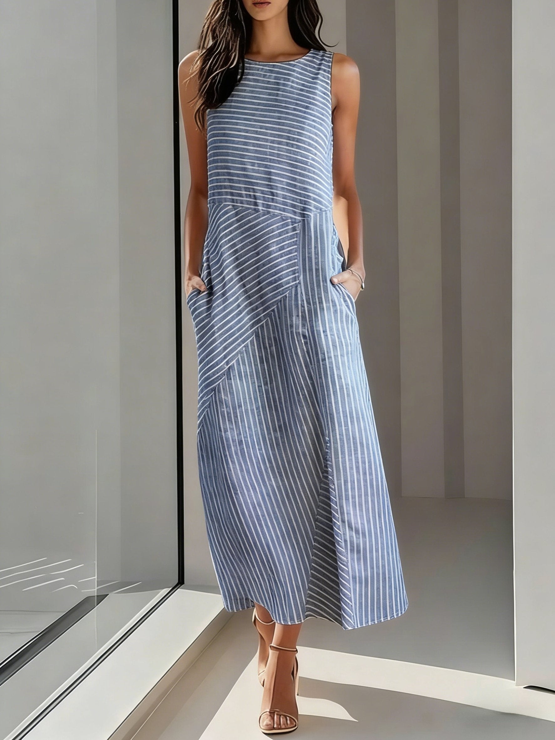 Crew Neck Casual Cotton Regular Fit Dress With No