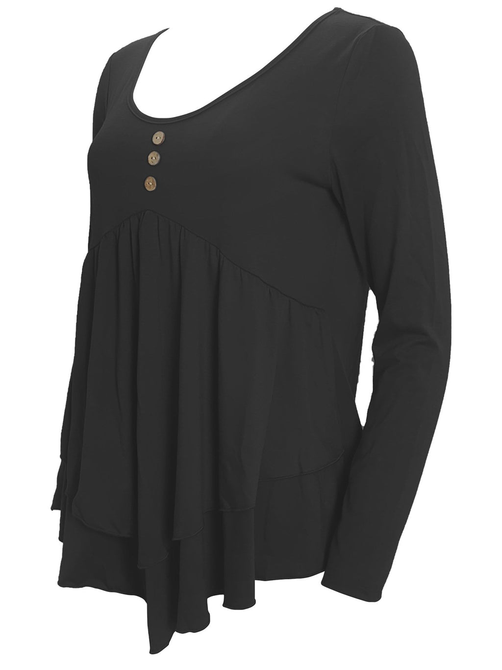 Elegant Commuting Slim Fit Three-Button Casual Solid Color Long-Sleeved Dress Top