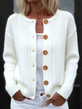 Plain Loose Casual Wool/Knitting Cardigan