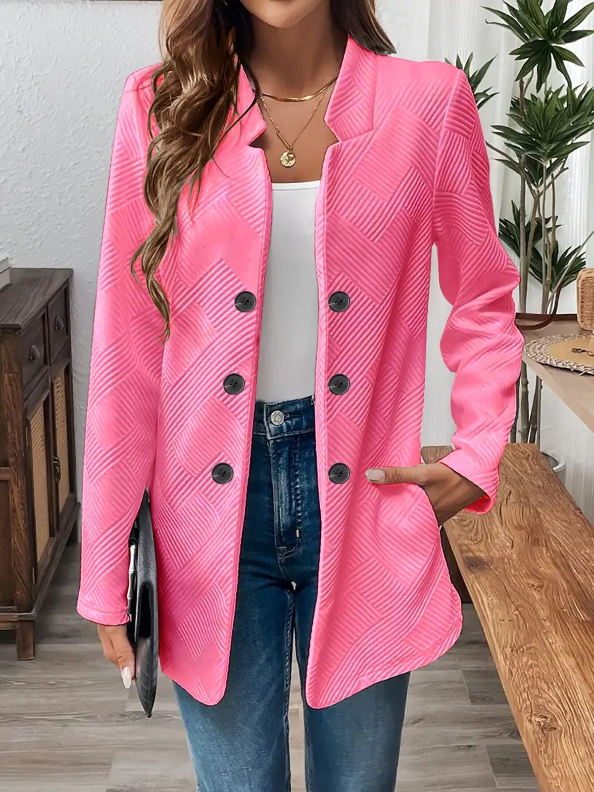 Simple Regular Fit Plain Blazer