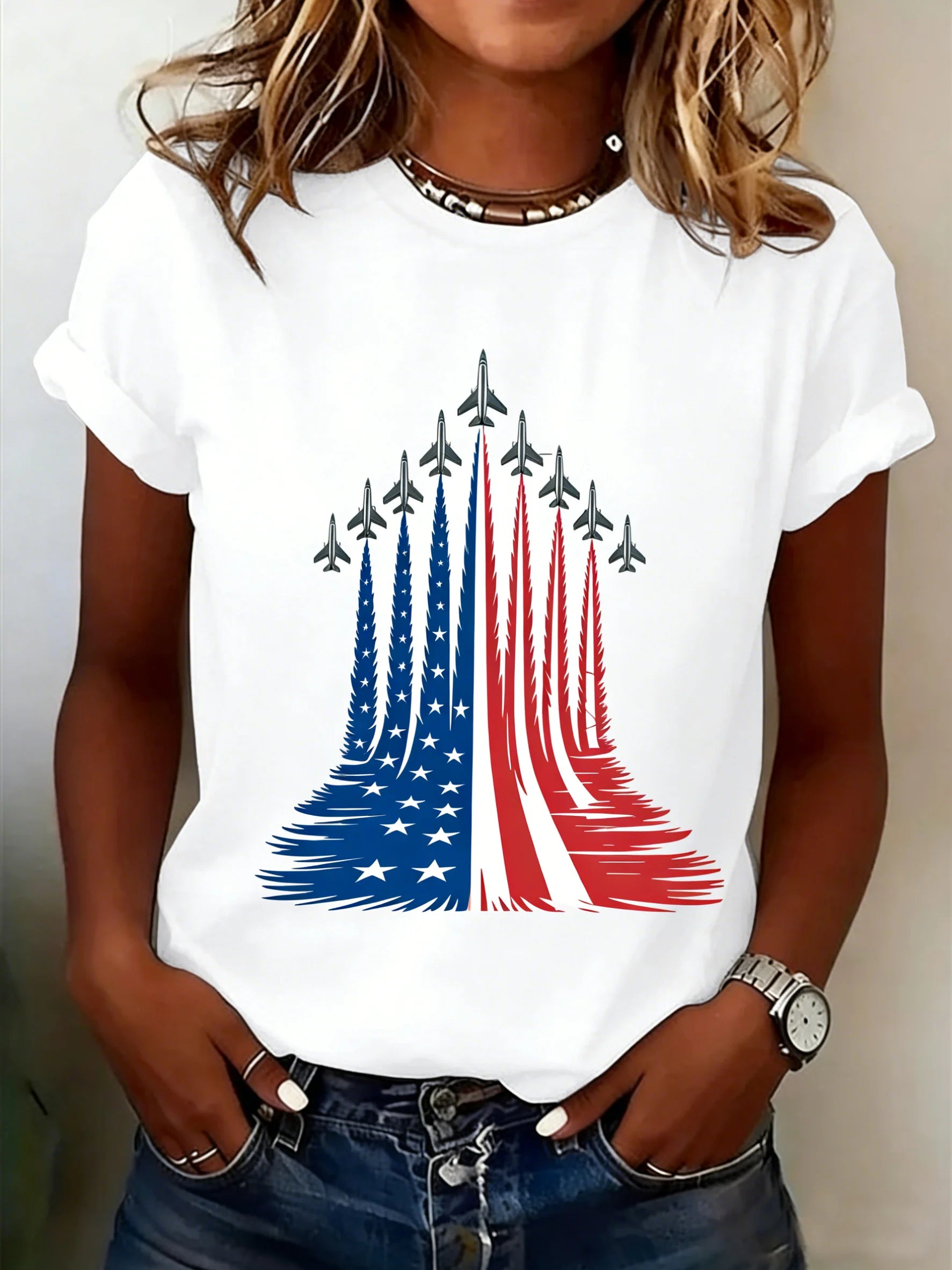 3D Printing America Flag 250th Anniversary Crew Neck Short Sleeve Casual T-Shirt