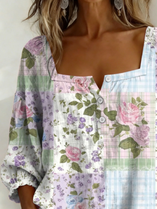Loose Elegant Others Floral Shirt