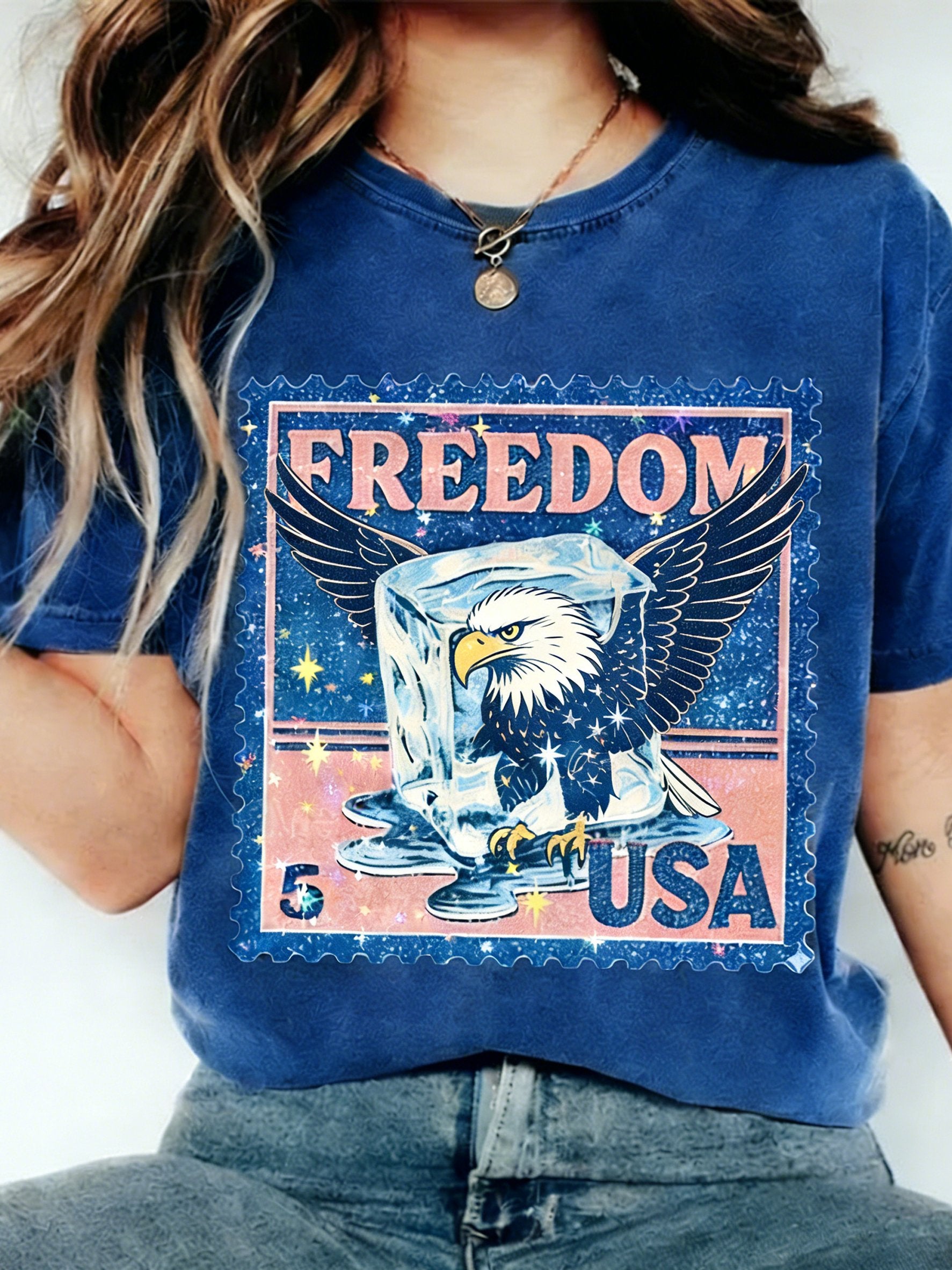 3D Printing America Flag 250th Anniversary Eagle Old Glory Crew Neck Short Sleeve Casual T-Shirt
