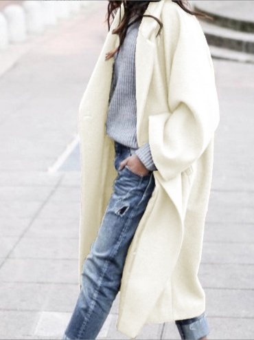 Shawl Collar Simple Plain Coat