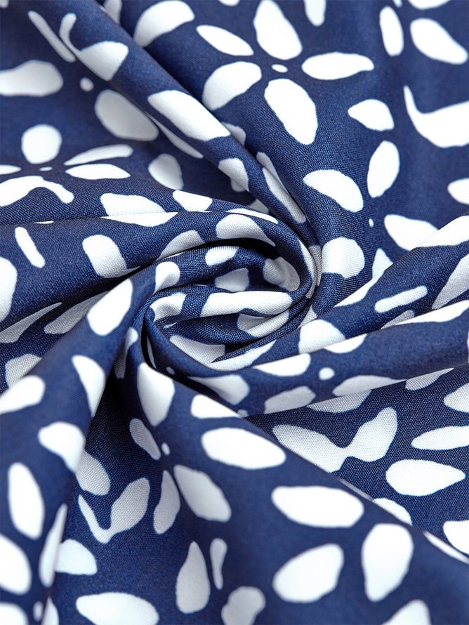 V Neck Floral Loose Casual Blouse