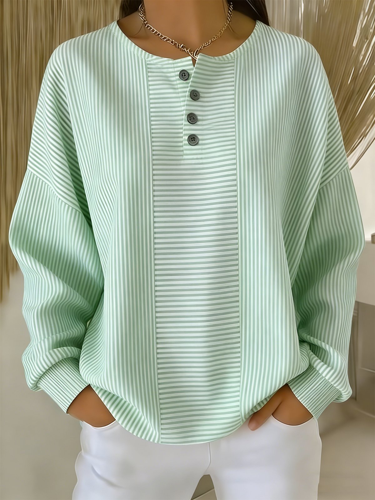 Casual Loose Striped Sweatshirt