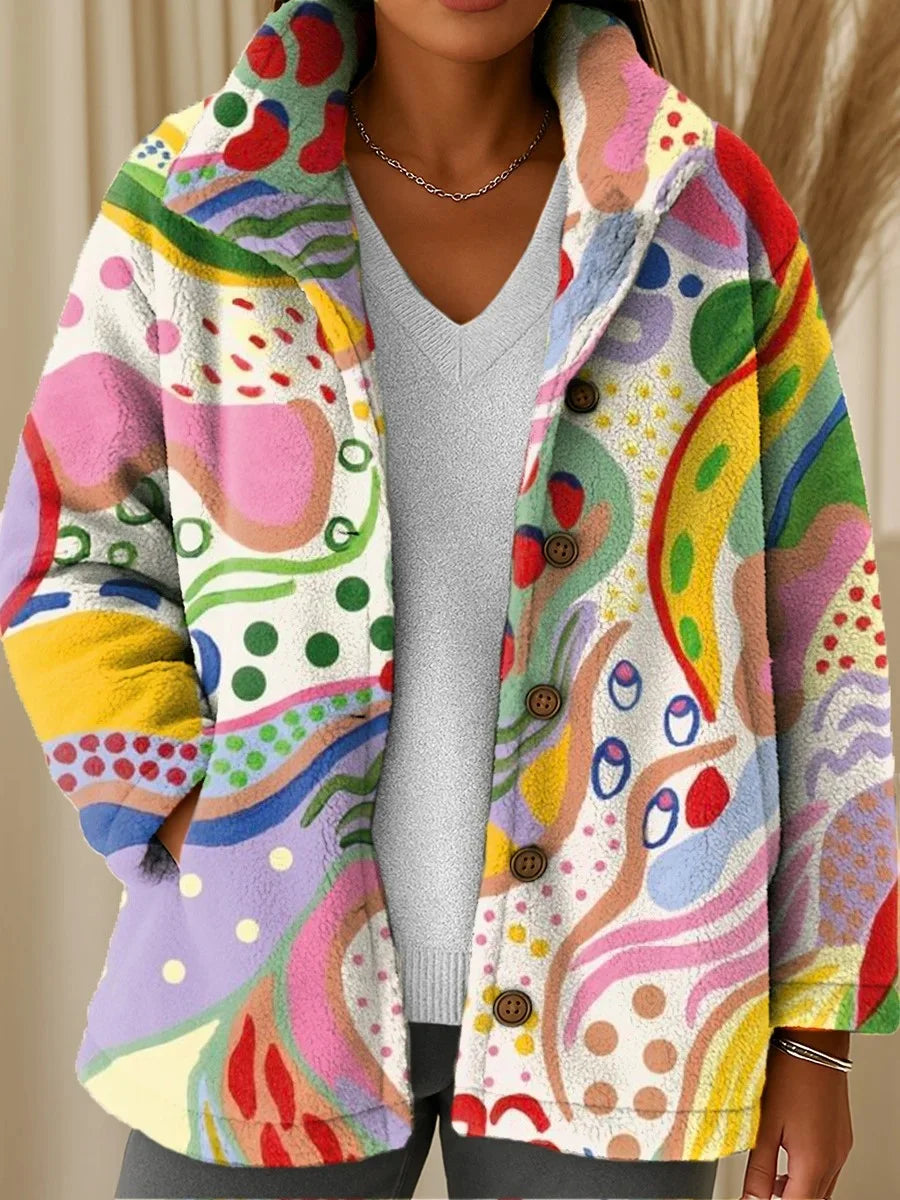 Women's Printed Casual Loose Cardigan Flannel Jacket