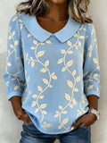 Botanical Pattern Elegant Cotton And Linen Shirt