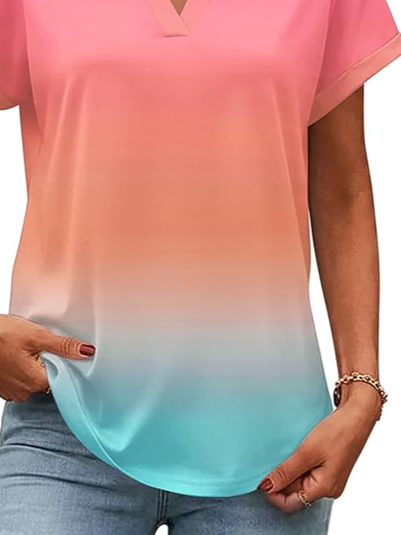 Elegant Linen Blend Gradient Pattern Loose Shirt