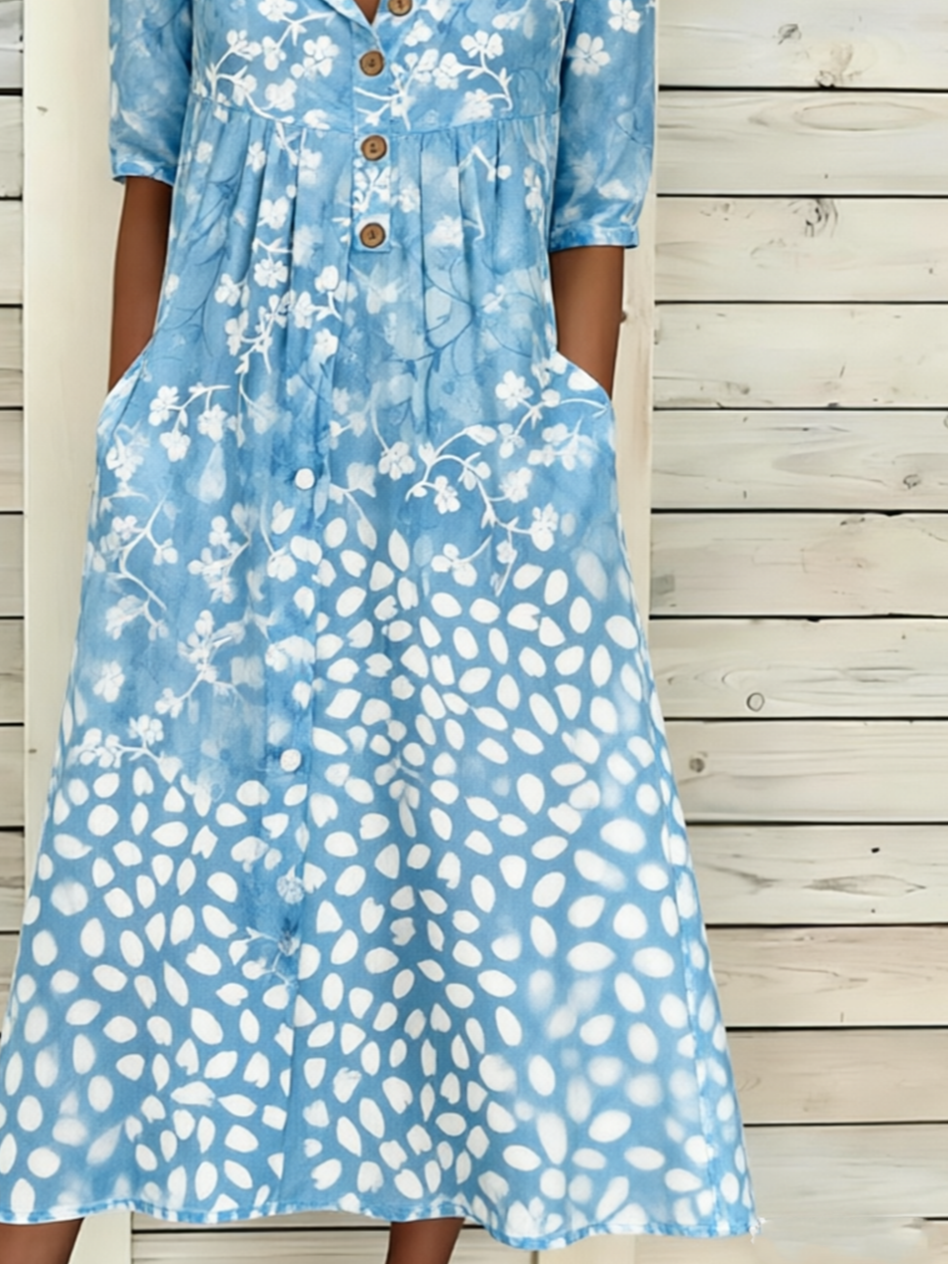 Loose Casual Half Open Collar Dress With No