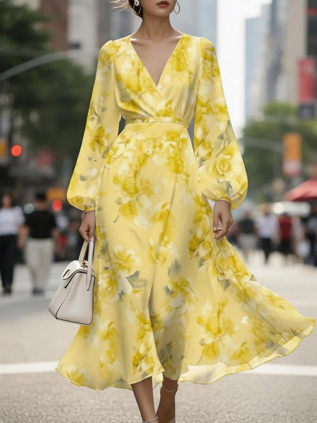 Elegant Floral Regular Fit Dress With No