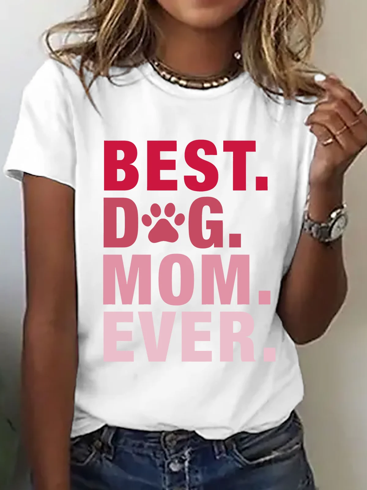 Best Dog Mom Print T-Shirt