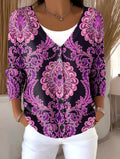 Loose Floral V Neck Vintage Cardigan
