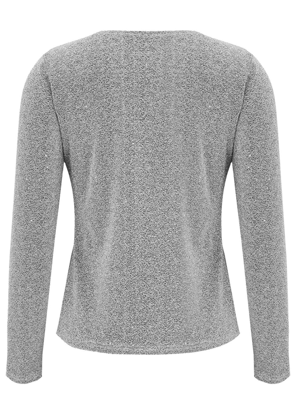 Women's Long Sleeve T-shirt Spring/Fall Silver Plain Split Joint Polyester Cotton V Neck Daily Going Out Casual Top