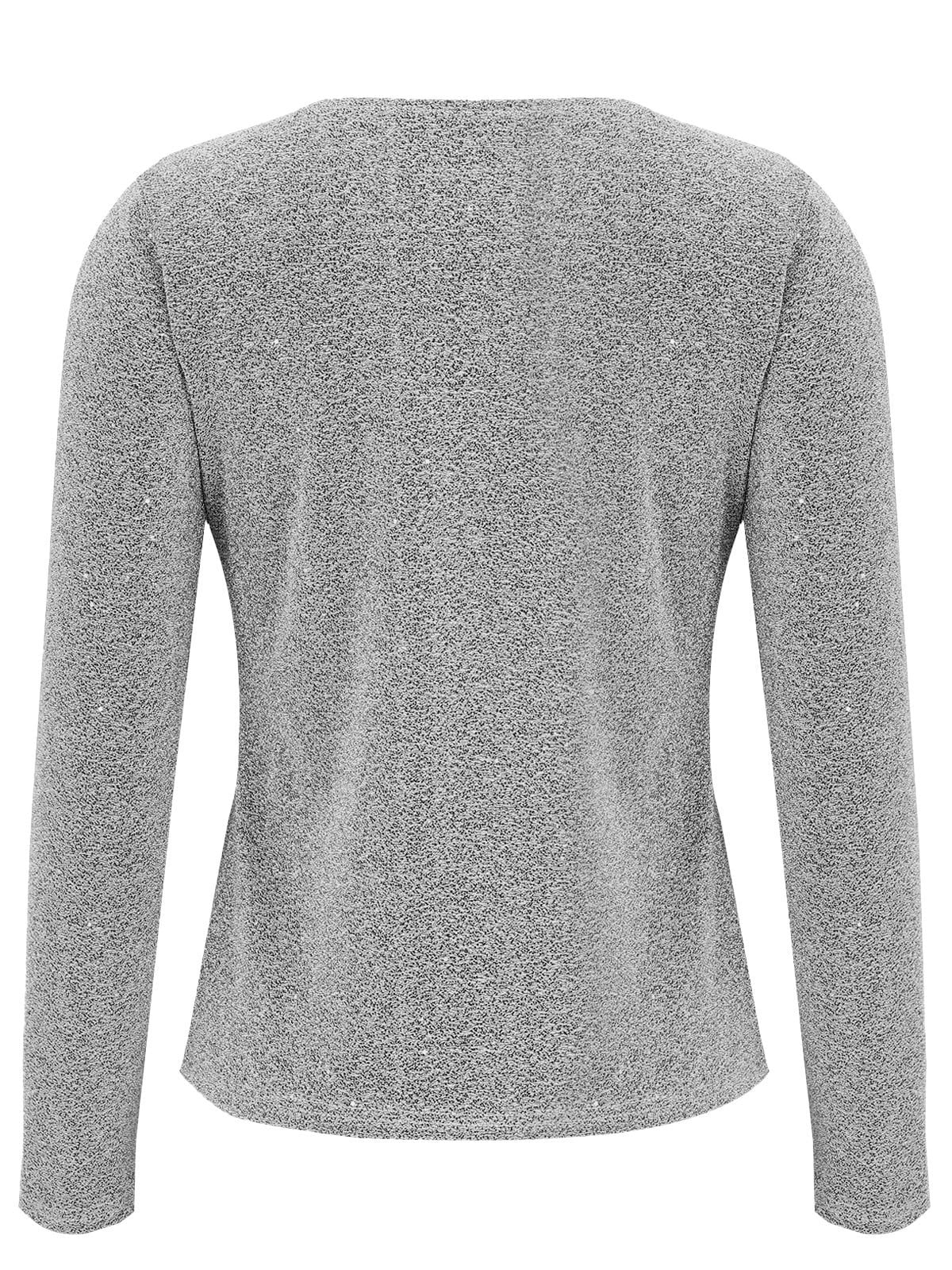 Women's Long Sleeve T-shirt Spring/Fall Silver Plain Split Joint Polyester Cotton V Neck Daily Going Out Casual Top