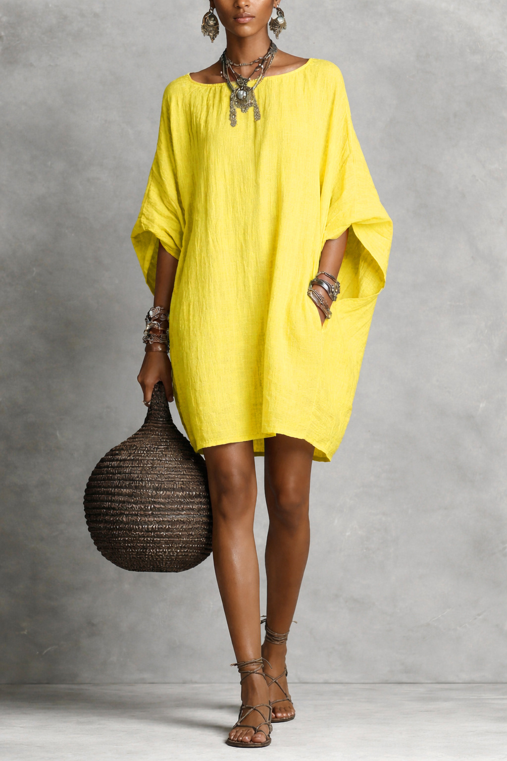 Casual Plain Boat Neck Mini Dress