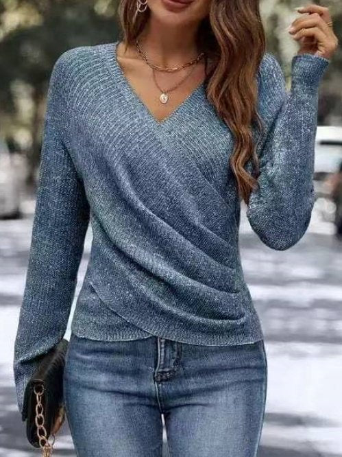 Simple Regular Fit Plain Cotton-Blend Sweater