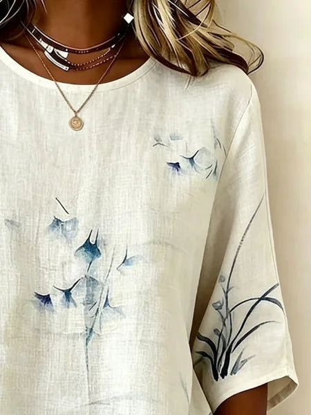 Crew Neck Loose Elegant Shirt