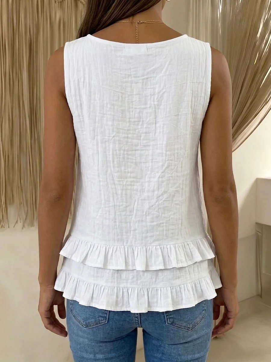 Loose Plain Vintage Cotton-Blend T-Shirt