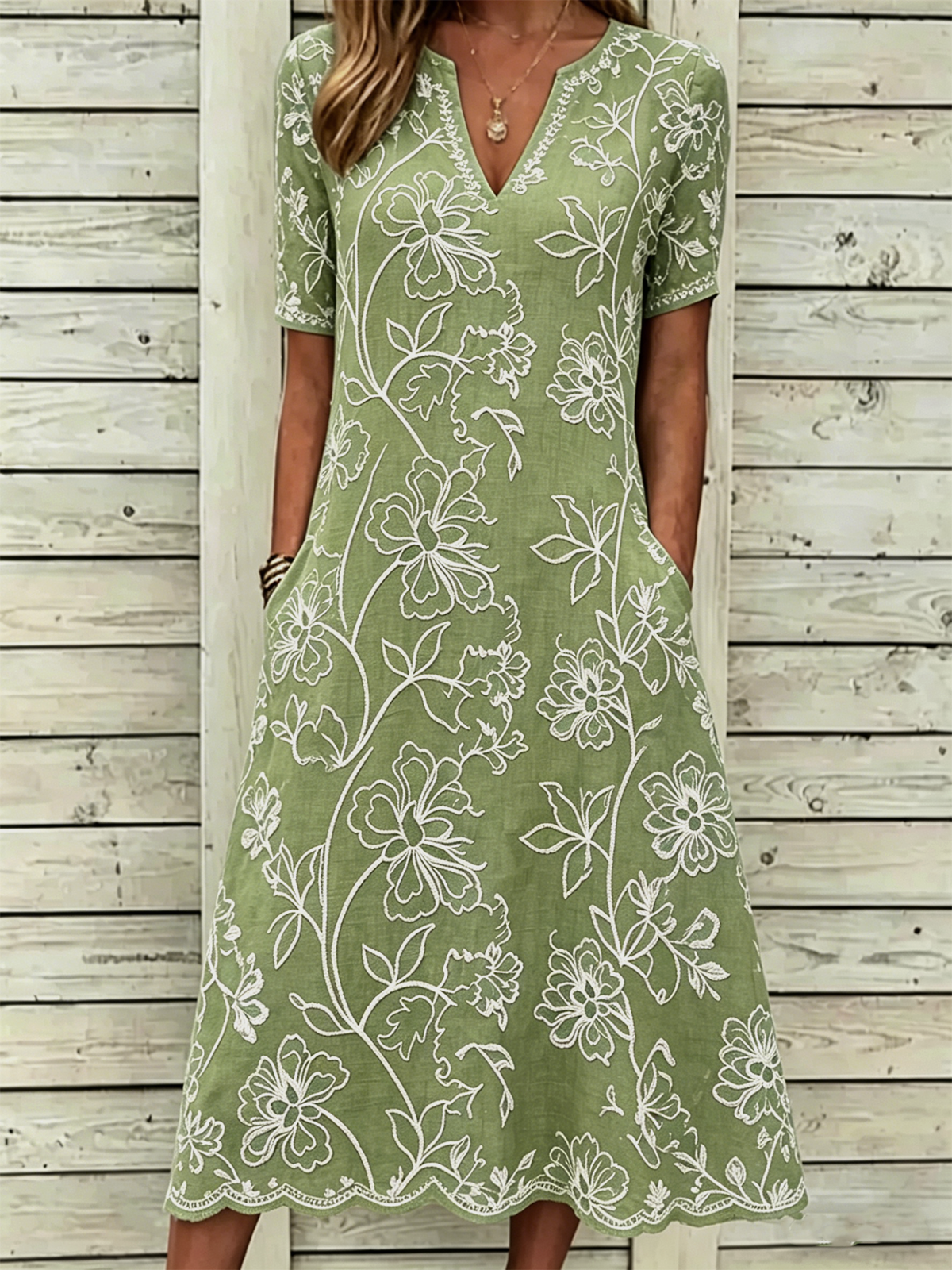 Floral Others Loose Elegant Dress With No