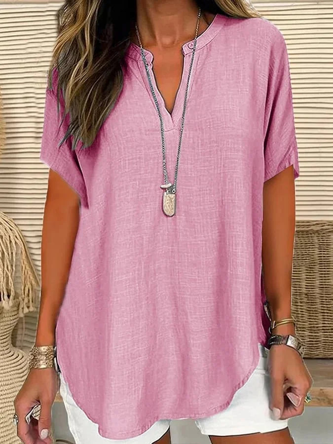 Simple Shawl Collar Loose Blouse