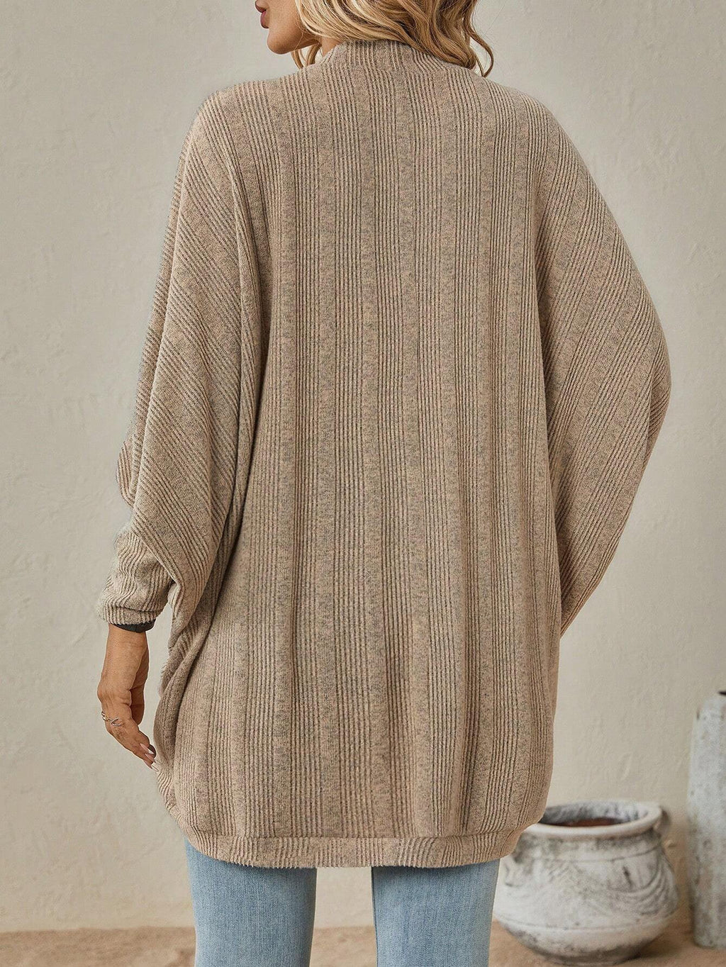 Vintage Wrap Solid Color Mid-length Knitted Cardigan