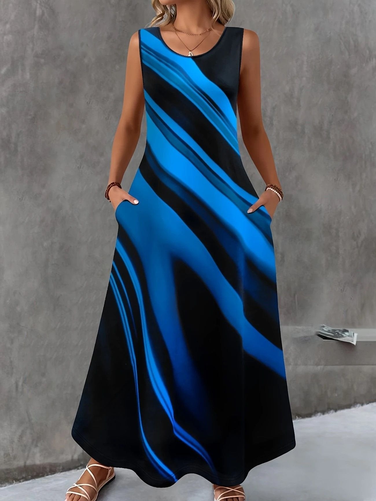 Gradient Pattern Vintage Dress With No