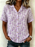Elegant Shawl Collar Linen Blend Shirt