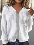 Loose Casual Plain Crew Neck Jacket
