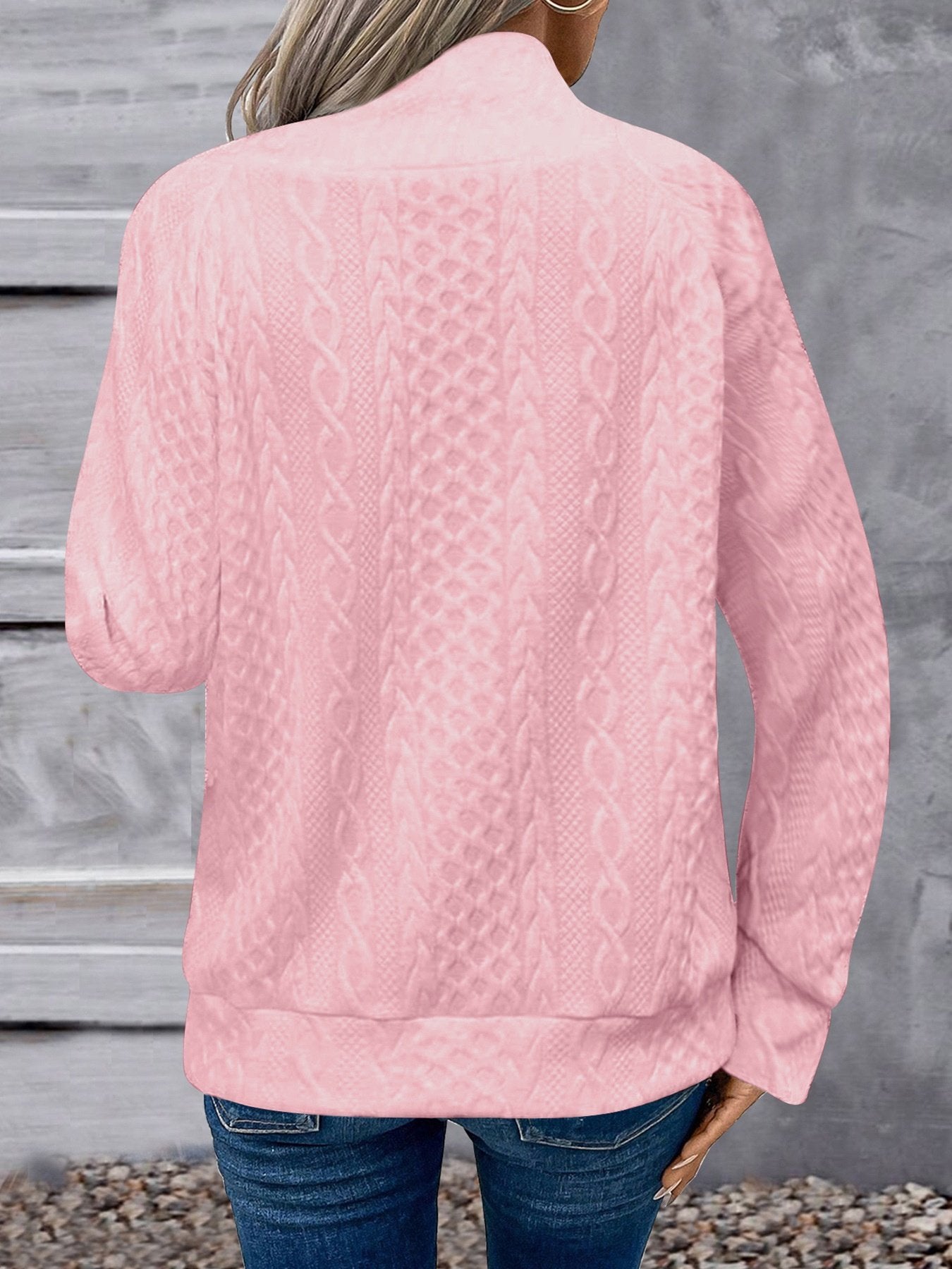 Plain Girly Loose Turtleneck Simple Solid Color Three-dimensional Jacquard High Collar Button Casual Fashion Sports Sweatshirt
